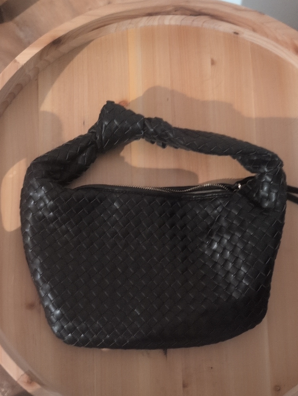 Ecostitch Black Woven Shoulder Bag